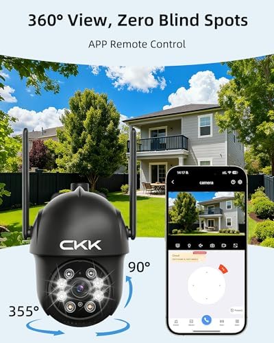 CKK 2K Security Camera Outdoor, 3MP WiFi Wireless Home Security Cameras