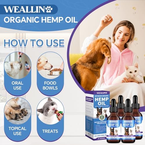 Hemp Oil for Dogs and Cats, Calming Drops, Omega 3-6-9, 4 Fl Oz, 4 Pack