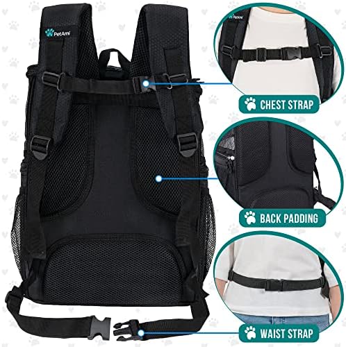 PetAmi Dog Backpack Carrier, Airline Approved, 4-Way Entry, Black