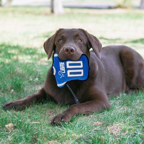Pets First The 1st Ever Tough but Smooth Dog Toy NFL Detroit Lions Football Jersey Tough Pet Toy. A Premium Quality Doggie Toy with Built-in Squeaker. Sports Fans Favorite Chew Toy