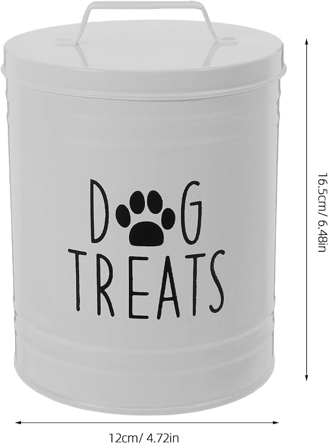 Hemoton Farmhouse Dog Food Storage Container Airtight Metal Treat Canister with Handle Versatile Storage, Iron, White