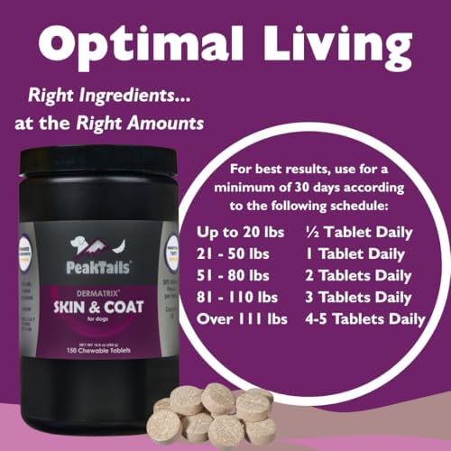 KALA HEALTH PeakTails Skin & Coat Supplement for Dogs, 150 Count