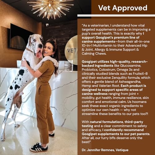 Googipet Premium Hip and Joint Supplement for Dogs - Glucosamine Soft Chews w/Green Lipped Mussels for Dogs, Dog Joint Supplement Turmeric for Mobility, Ages, & Breeds