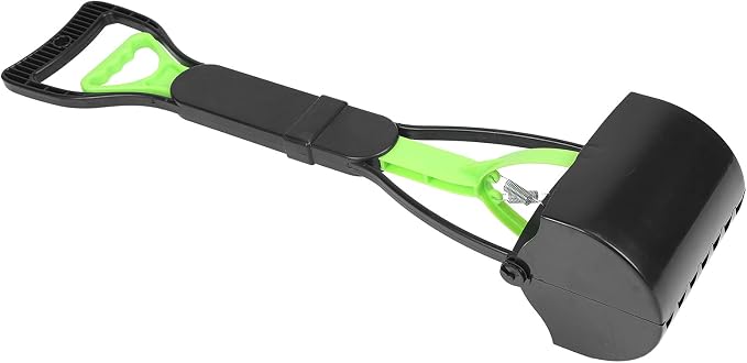 Pet Pooper Scooper, Jaw Easy to Carry Poop Scoop Long Handle Rugged for Easy Grass and Gravel Pick Up for Pet Waste Pick Up(Green+Black)