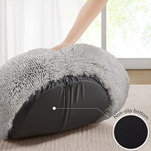 Friends Forever Serena Calming Donut Dog Bed, Grey