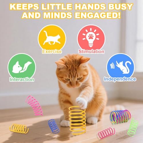 Interactive Cat Toys Ball for indoor Cats＆Dog,Automatic Cat Toy with Smart Obstacle Avoidance,Bird Chirps & Auto Wake-Up,Includes 4 Cat Spiral Spring,Cat Enrichment Toys for Indoor Cats(Blue)