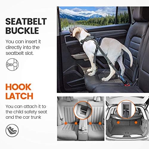 IOKHEIRA Dog Car Seatbelt, Adjustable Reflective Bungee Harness