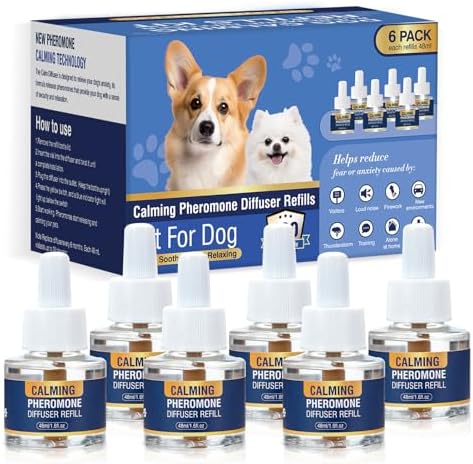 Dog Calming Diffuser Refills 6 Pack Pheromone Appeasing Pet Pheromones Refill 48ml to Calm, 6-Pack, 48ml