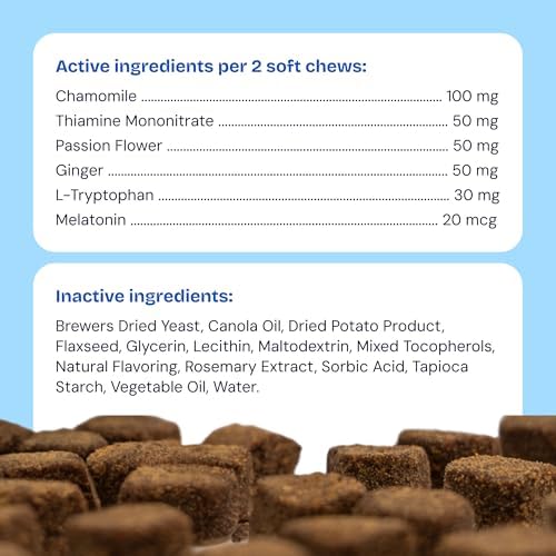 Calming Aid for Dogs, Melatonin, Chamomile, 60-Pack