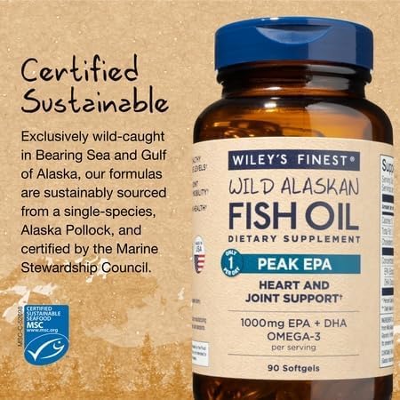 Wiley's Finest Wild Alaskan Fish Oil Peak EPA, 90 Count (Pack of 1)
