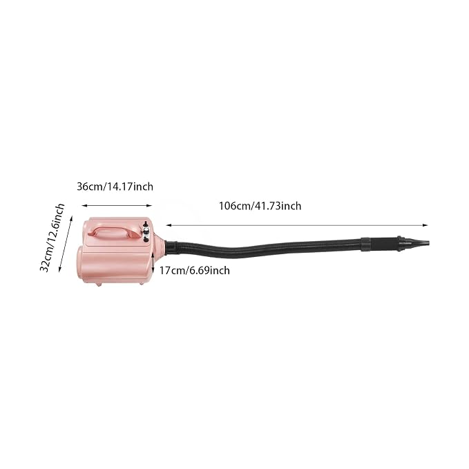 Pet Grooming Hair Dryer, 3600W Dog Pets Blower, Double Motor High Performance Pet Grooming Dryer, 77~149℉ Adjustable High Velocity Professional Dog Hair Drying Blower (Pink)