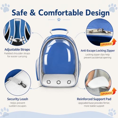 Expandable Cat Carrier Backpack with Bubble Window, Blue