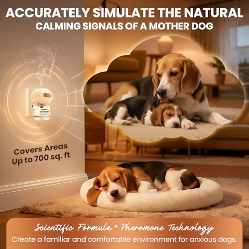 Dog Pheromones Calming Diffuser to Calm Dogs 6 IN 1 Kit (2 Diffusers+4 Refills), 6 IN