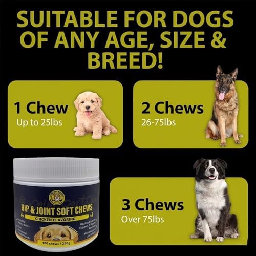 Hip & Joint Supplement for Dogs, 100 Soft Chews