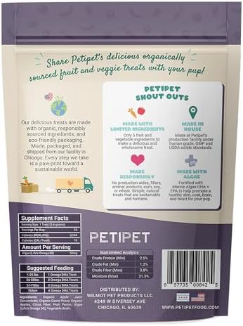 Petipet Omega 3 for Dogs - Skin, Coat, Brain & Heart Health Supplement- For Dry, Itchy, or Flaky Skin - Allergies and Itch Relief Soft & Chewy Chews - DHA and EPA Omega 3 Fatty Acids from Marine Algae