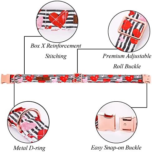 Lionet Paws Valentines Dog Collar with Bowtie, Dog Sailor Bow Collar with Metal Buckle for Dogs, Adjustable Comfortable Dogs Collars Girl, L, Neck 16-24 in