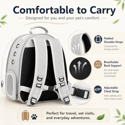 Expandable Cat Carrier Backpack with Bubble Window, Grey