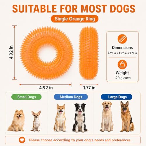 Squeaky Dog Toy, Floating Donut Ring, Large Dogs, Orange