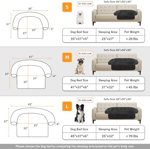 Calming Dog Bed Fluffy Plush Dog Mat for Furniture Protector with Removable Washable Cover for Large Medium Small Dogs and Cats (Medium(41x37x6), Dark Grey)