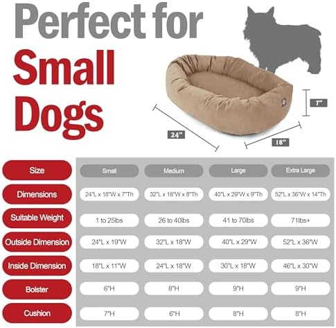Majestic Pet Memory Foam Calming Dog Bed, 24 Inch, Washable, Stone