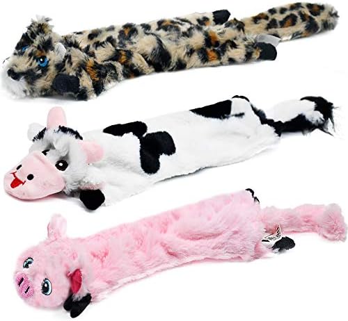 SHARLOVY Dog Squeaky Toys No Stuffing, 3 Pack Crinkle Dog Toys for Small | for Small Breeds or Puppy, Durable Chew Plush Cute Animals Natural for Teething Pet for Boredom