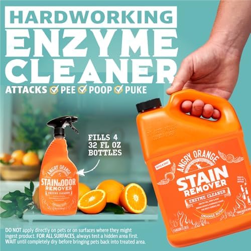 ANGRY ORANGE 1 Gallon Enzyme Cleaner and Deodorizer, Pet Stain and Odor Remover for Dog & Cat Urine and Stains - Orange Rush Scent, Made in USA