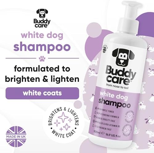 White Dog Shampoo by Buddycare | Brightening and Whitening Shampoo for Dogs | Deep Cleansing, Fresh Scented | with Aloe Vera and Pro Vitamin B5 (50.72oz)