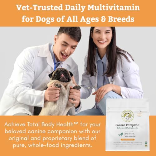 Organic Dog Vitamins with Organic Pumpkin Protein, 4 Lb, 180 Scoops | Daily Dog Multivitamin with Prebiotics, Probiotics for Immune Support, Skin Coat, Digestion, Stool Quality - Canine Complete