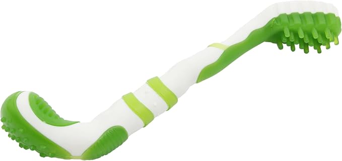 Pet Life ® 'Denta-Brush' Silicone and Rubber Teeth Cleaning and Gum Massaging Pet Toothbrush and Chew Dog Toy