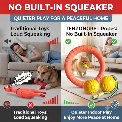 3-Piece Puppy Toys, EVA Chew Toy Set for Small Dogs | Quiet EVA chew toys with ball & tug ring for puppies and small dogs; designed for indoor and apartment play.