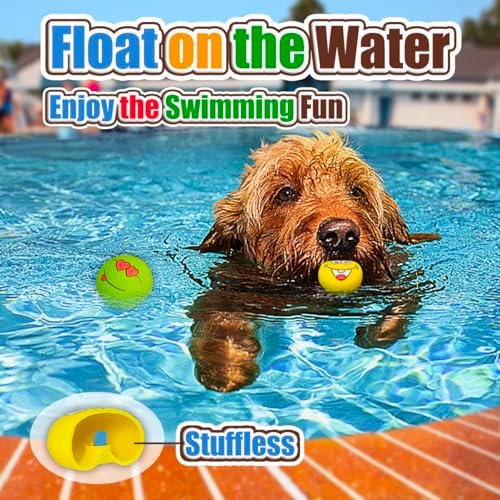 HOLYSTEED Latex Squeaky Dog Toys for Small Dogs, Mini Breed, 2.2" Flat Ball | 2.2"x2.2"x1.3", 6pcs Flat Soft Rubber Small Dog Toys with Squeaker, Smile Face Dog Balls for Indoor, Outdoor Interactive Play