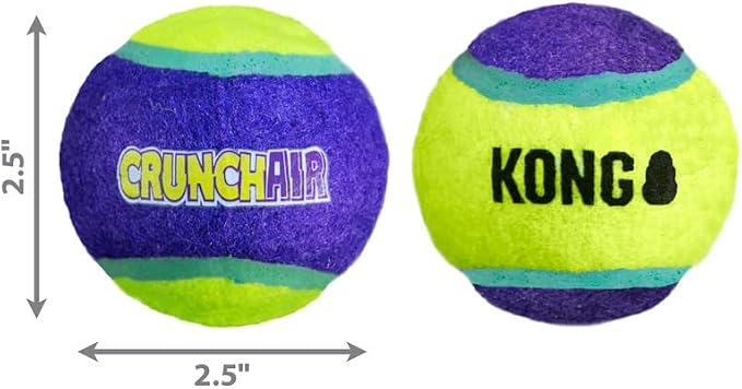 KONG - CrunchAir Balls - Dog Fetch Toy, Crunch Tennis Balls, Gentle on Teeth - for Small Dogs (3 Pack)