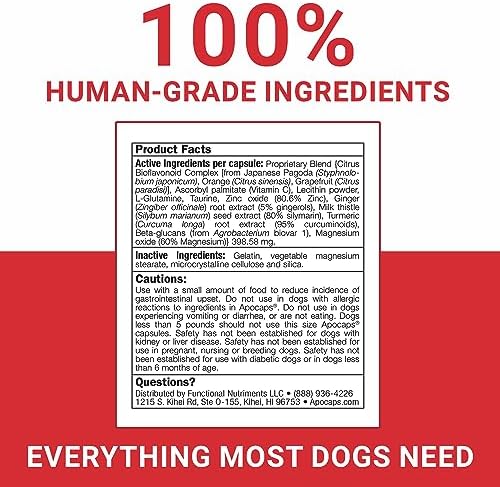 Apocaps CX Apoptogen Formula for Dogs (270 Capsules) - Supports Normal Levels of Apoptosis + Human Grade Ingredients Including Citrus Bioflavonoids, Silymarin, Curcumin and Turmeric + Biovadex