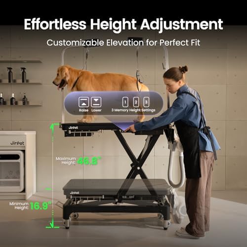 JirPet Electric Dog Grooming Table with Memory Function and Grooming Lights
