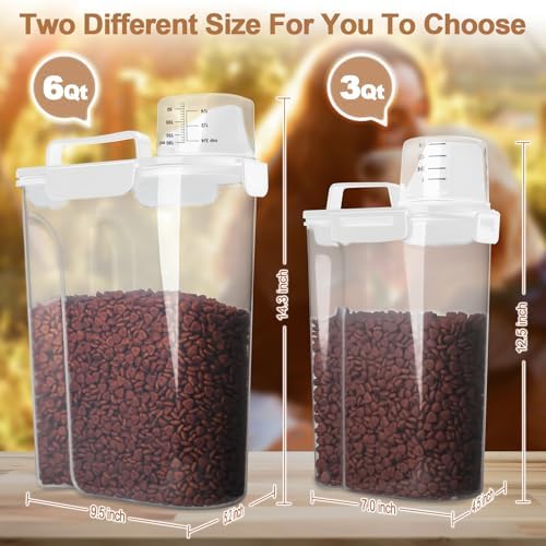 TIOVERY Dog Food Storage Container, 2-Pack, 7 Lbs, food grade plastic, White