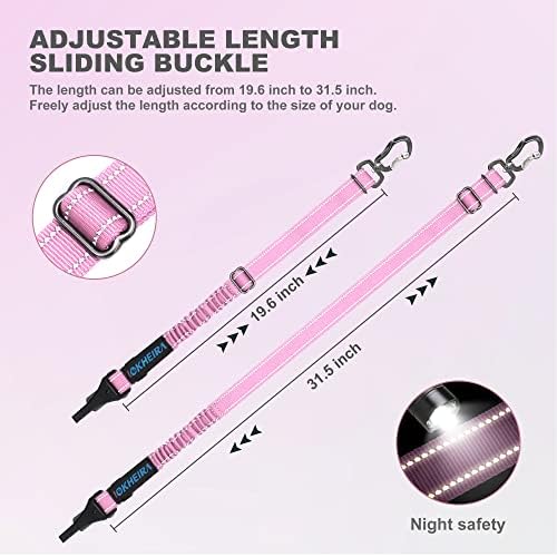 IOKHEIRA Dog Seatbelt - Adjustable Reflective Bungee, Aluminum Swivel Carabiner