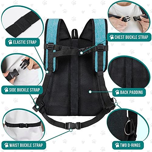PetAmi Front Carrier Backpack, Adjustable Chest Carrier, Max 10 lbs, Teal Blue