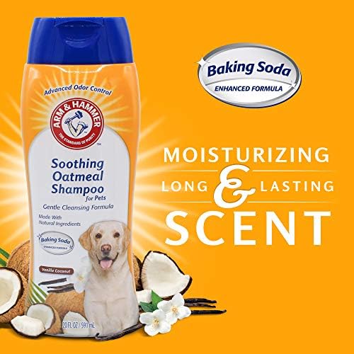 Arm & Hammer Soothing Oatmeal Dog Shampoo, Vanilla Coconut, 20 Fl Oz, 2-Pk | Baking soda formula, moisturizing oatmeal, vanilla coconut scent, pH balanced for dry skin