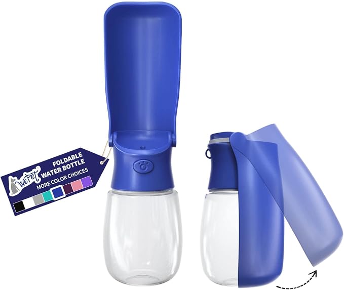 WePet Foldable Portable Dog Water Bottle with Drinking Feeder, 12oz