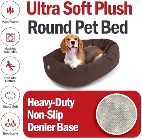 Majestic Pet Suede Calming Dog Bed, 32 Inch Medium, Washable, Chocolate
