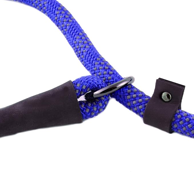 Max and Neo Rope Slip Lead Reflective 5 Foot - We Donate a Leash to a Dog Rescue for Every Leash Sold (5 FT x 1/2", Blue)