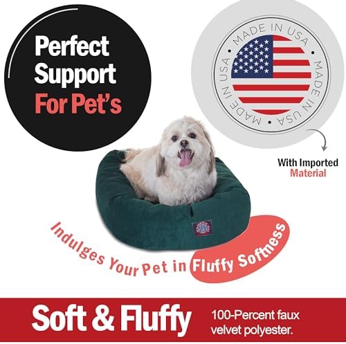 Majestic Pet Micro Velvet Calming Dog Bed, 24 Inch Small, Washable, Marine