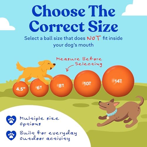 Doggie Dooley Virtually Indestructible Dog Ball - 8 Inch Hard Plastic Interactive Dog Toy for Large Breeds Over 35+ lbs - Built for Herding & Push Play - Floats in Water, Made in USA - Orange