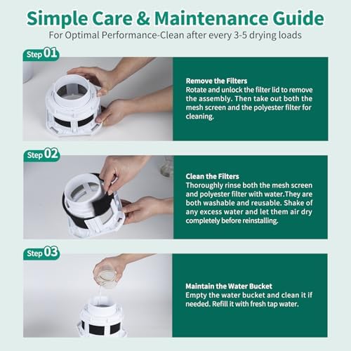 2026 Exclusive 3-in-1 Indoor Dryer Vent Kit - Dryer Lint Catcher Box Water Filter Bucket - Indoor Dryer Lint Trap for Electric Dryer | White No Duct Included