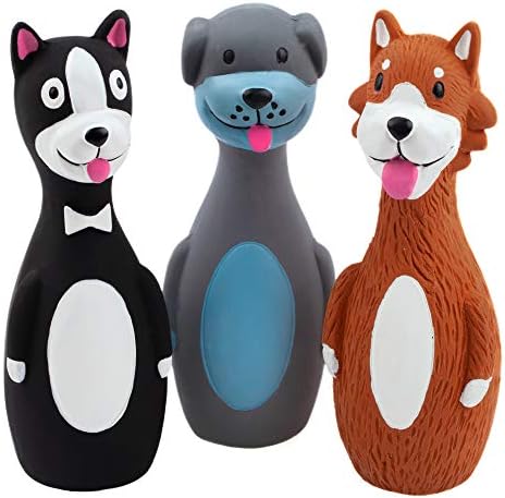 CHIWAVA 3PCS 5.7'' Squeaky Latex Short Standing Stick Toy for Small Dogs | Funny Animal Design,Soft Fetch Interactive Play, Indoor Outdoor Activity Training Toys,Assorted Colors