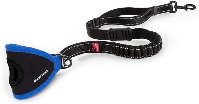 EzyDog Handy 48 Bungee Dog Leash, 48" Hand Free Glove Running Leash - Black | Adjustable 36” - 48” In., Superior Control, Reflective Stitching, Zero Shock-Absorbing Bungee Leash, Combine with other Leash