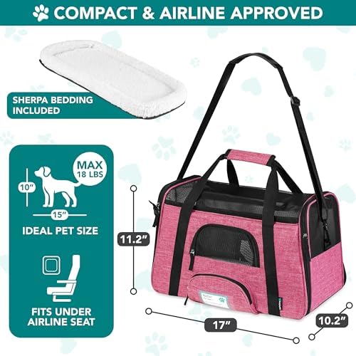 PetAmi Airline Approved Pet Carrier, Cats & Small Dogs, Small, Heather Pink