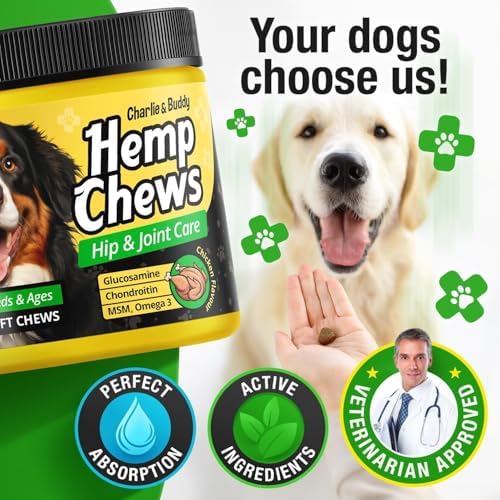 Glucosamine for Dogs - Hеmp Calming Chews with Glucosamine & Chondroitin - Daily Support with MSM, Omega 3 and Turmeric for Senior and Large Breed Dogs - Chicken Flavor, 120 Soft Treats
