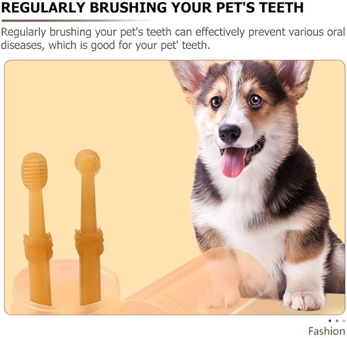 Abaodam PET Toothbrush Set for Dogs and Cats Portable Silicone Toothbrushes with Plaque Removal Features for Oral Care