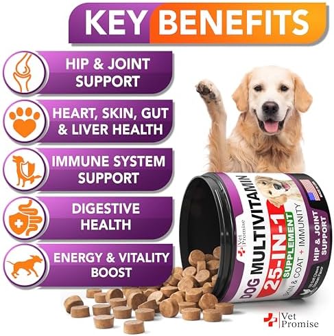 Dog Multivitamin Chewable with Glucosamine - Dog Vitamins and Supplements | Senior & Puppy Multivitamin for Dogs - Pet Joint Support Health - Immunity - Mobility - Energy - Gut - Skin - 120 Chews